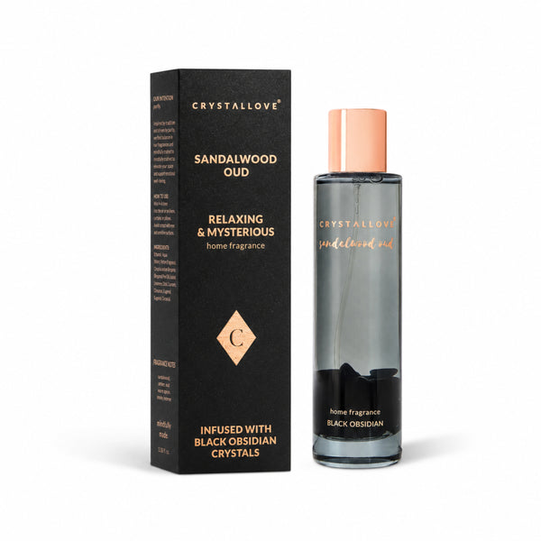 CRYSTALLOVE Sandalwood Oud & Black Obsidian mgiełka zapachowa do wnętrz 100 ml