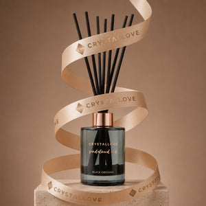CRYSTALLOVE Sandalwood Oud & Black Obsidian Dyfuzor Zapachowy z patyczkami i czarnym obsydianem 120 ml