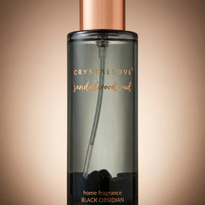 CRYSTALLOVE Sandalwood Oud & Black Obsidian mgiełka zapachowa do wnętrz 100 ml