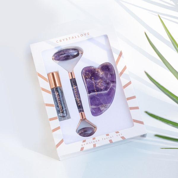 crystallove amethyst beauty set - zestaw do masażu twarzy