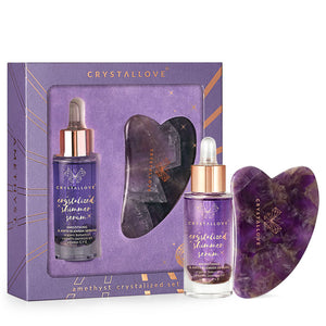 crystallove amethyst crystalized set - serum do twarzy i płytka gua sha z ametystu