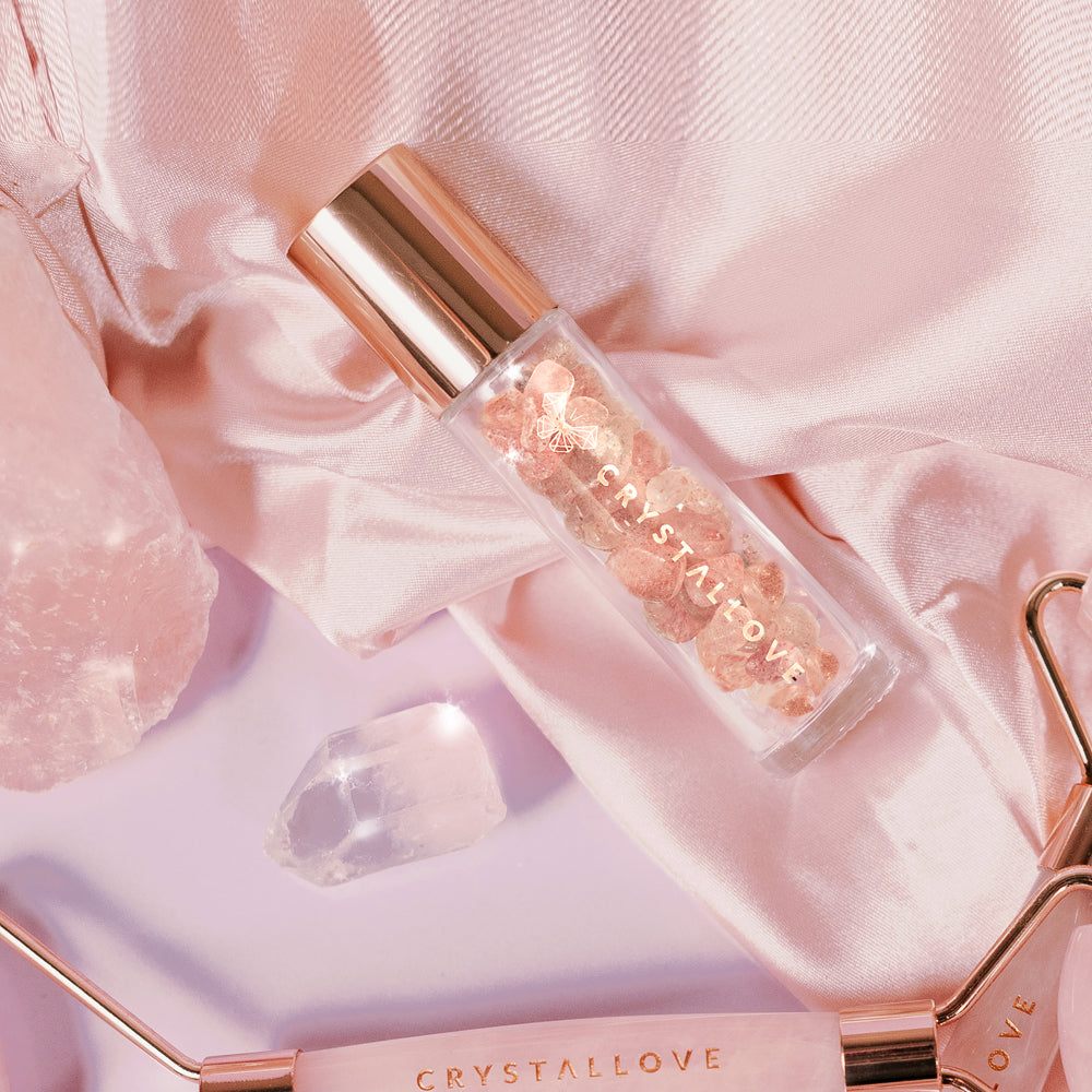 crystallove buteleczka na olejek z kwarcem truskawkowym