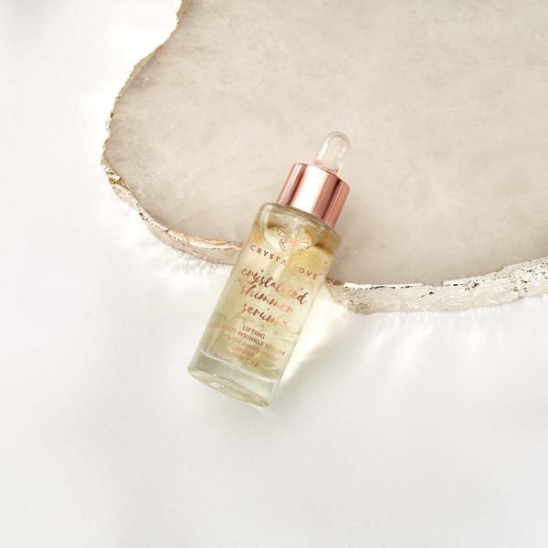crystallove clear quartz shimmer serum - serum do twarzy, szyi i dekoltu z kryształem górskim - serum liftingujące