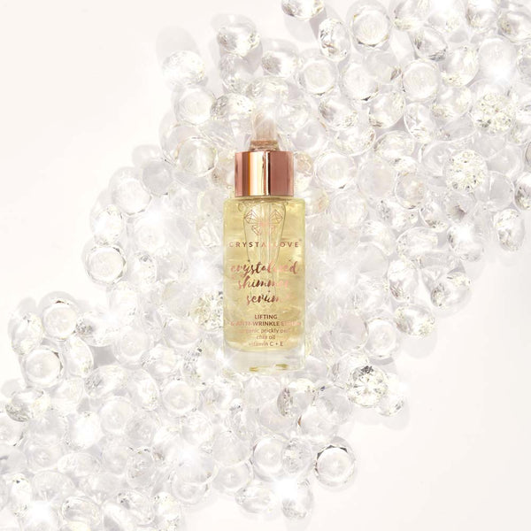 crystallove clear quartz shimmer serum - serum do twarzy, szyi i dekoltu z kryształem górskim - serum rozjaśniające