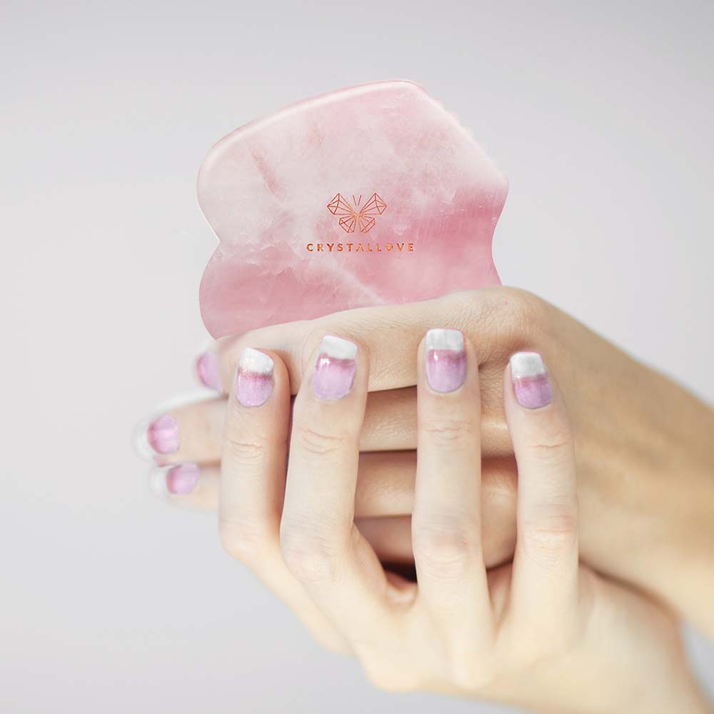 crystallove contour guasha płytka guasha z kwarcu różowego