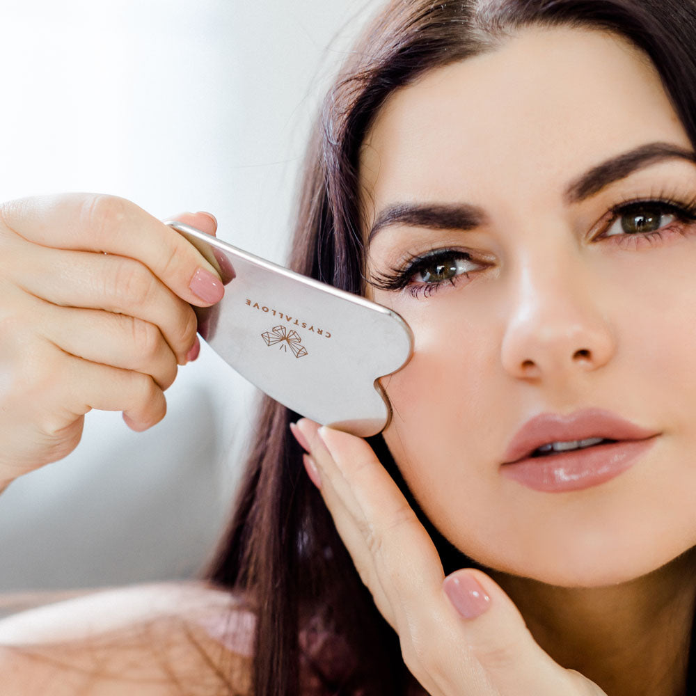 CRYSTALLOVE Cryo Ice Gua Sha płytka do masażu twarzy gua sha ze stali nierdzewnej - stainless steel gua sha