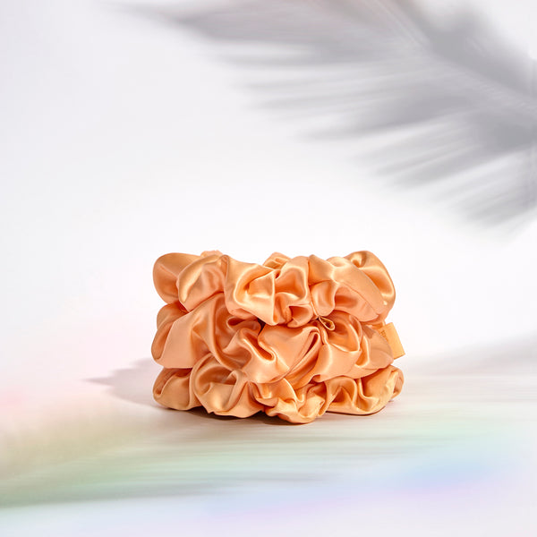 crystallove duża gumka do włosów z jedwabiu peach fuzz - jedwabna gumka