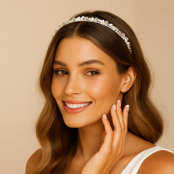 Opaska na włosy CRYSTALLOVE z kryształami i kamieniami naturalnymi – elegancka ozdoba do włosów
