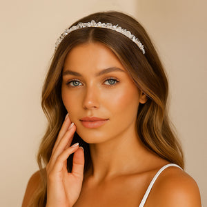 Elegancka opaska na włosy CRYSTALLOVE z kryształem górskim – ozdoba do włosów z kamieniami naturalnymi