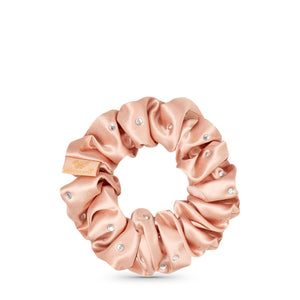 crystallove gumka do włosów z jedwabiu z kryształkami - jedwabna scrunchie złota