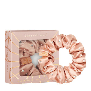 crystallove gumka do włosów z jedwabiu z kryształkami - rose gold