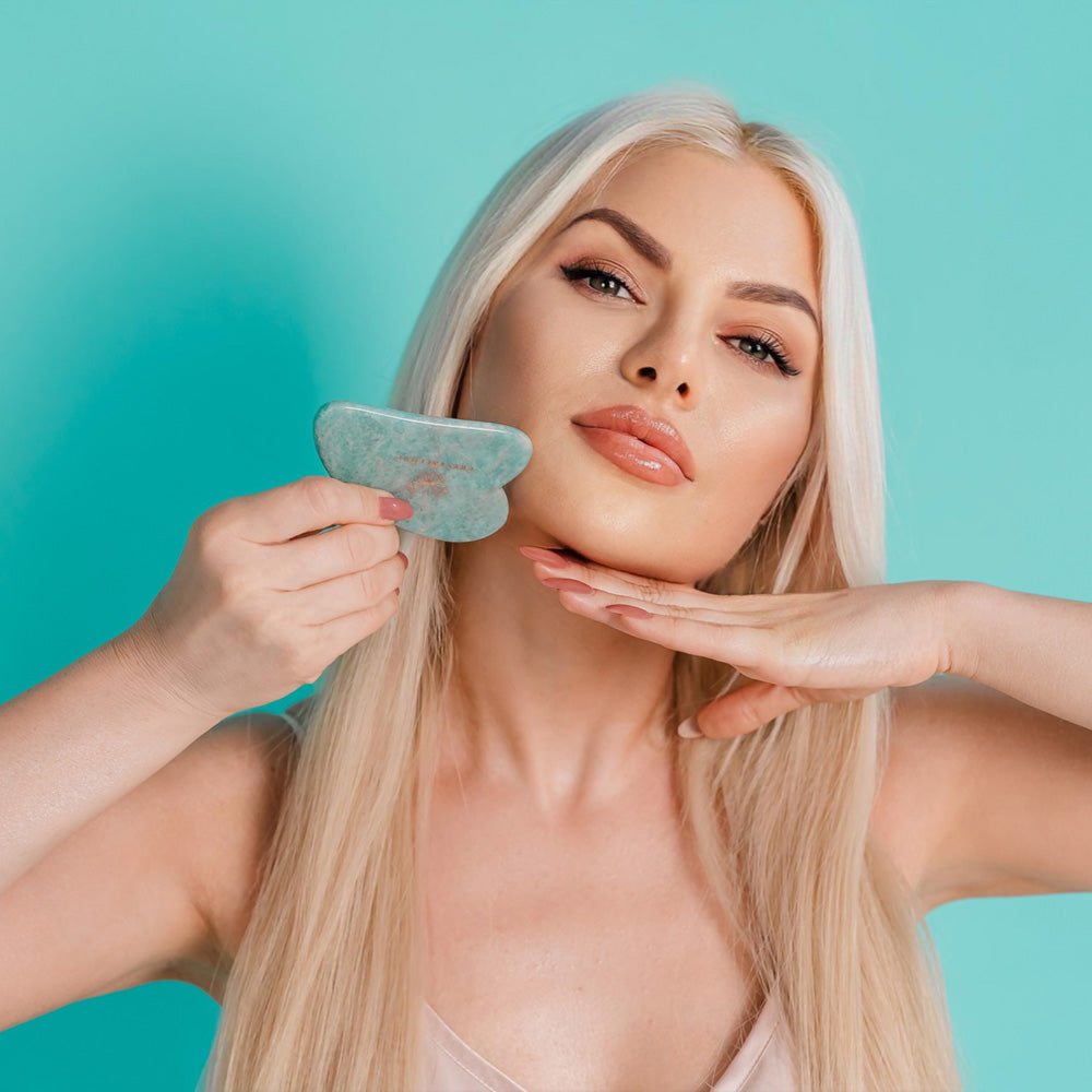 crystallove płytka do masażu twarzy gua sha z amazonitu - limited edition