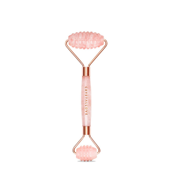 crystallove masazer do twarzy 3d z kwarcu rozowego - roller