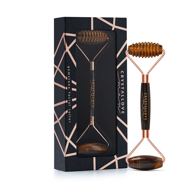 crystallove men masazer do twarzy 3D roller z tygrysiego oka