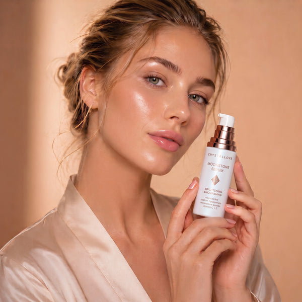 Rozjaśniająco-odżywcze serum do twarzy CRYSTALLOVE Moonstone Serum z niacynamidem i kwasem hialuronowym