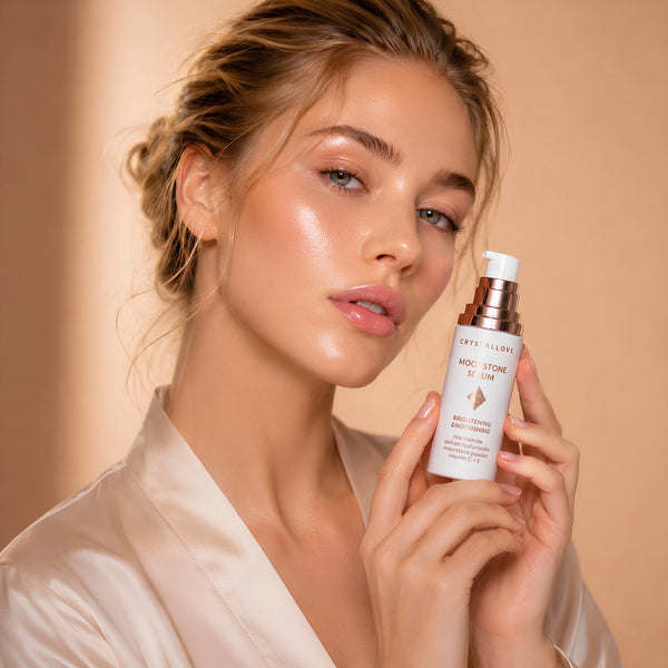 Rozjaśniająco-odżywcze serum do twarzy CRYSTALLOVE Moonstone Serum z niacynamidem i kwasem hialuronowym