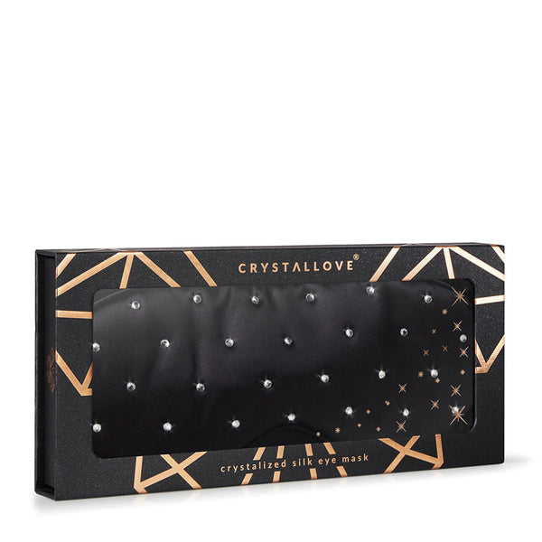 crystallove opaska na oczy z jedwabiu z kryształkami - jedwabna opaska czarna