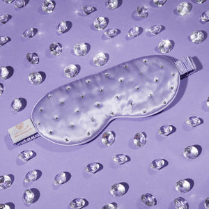 crystallove opaska na oczy z jedwabiu z kryształkami - liliowa