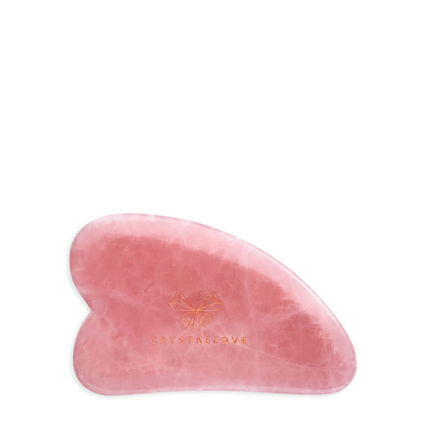 Płytka Gua Sha z różowego kwarcu do masażu twarzy – CRYSTALLOVE