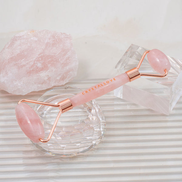 crystallove roller do masazu twarzy z kwarcu - kwarc różowy