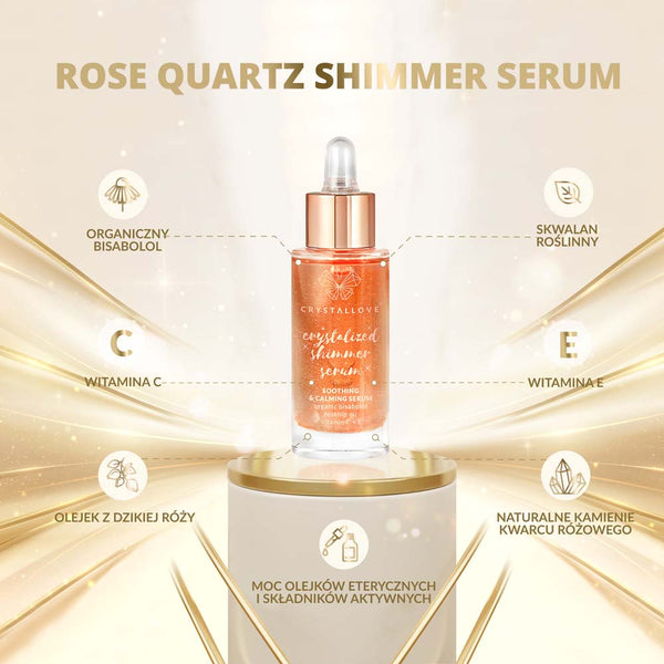 crystallove rose quartz shimmer serum - serum do twarzy z kwarcem różowym i skwalanem