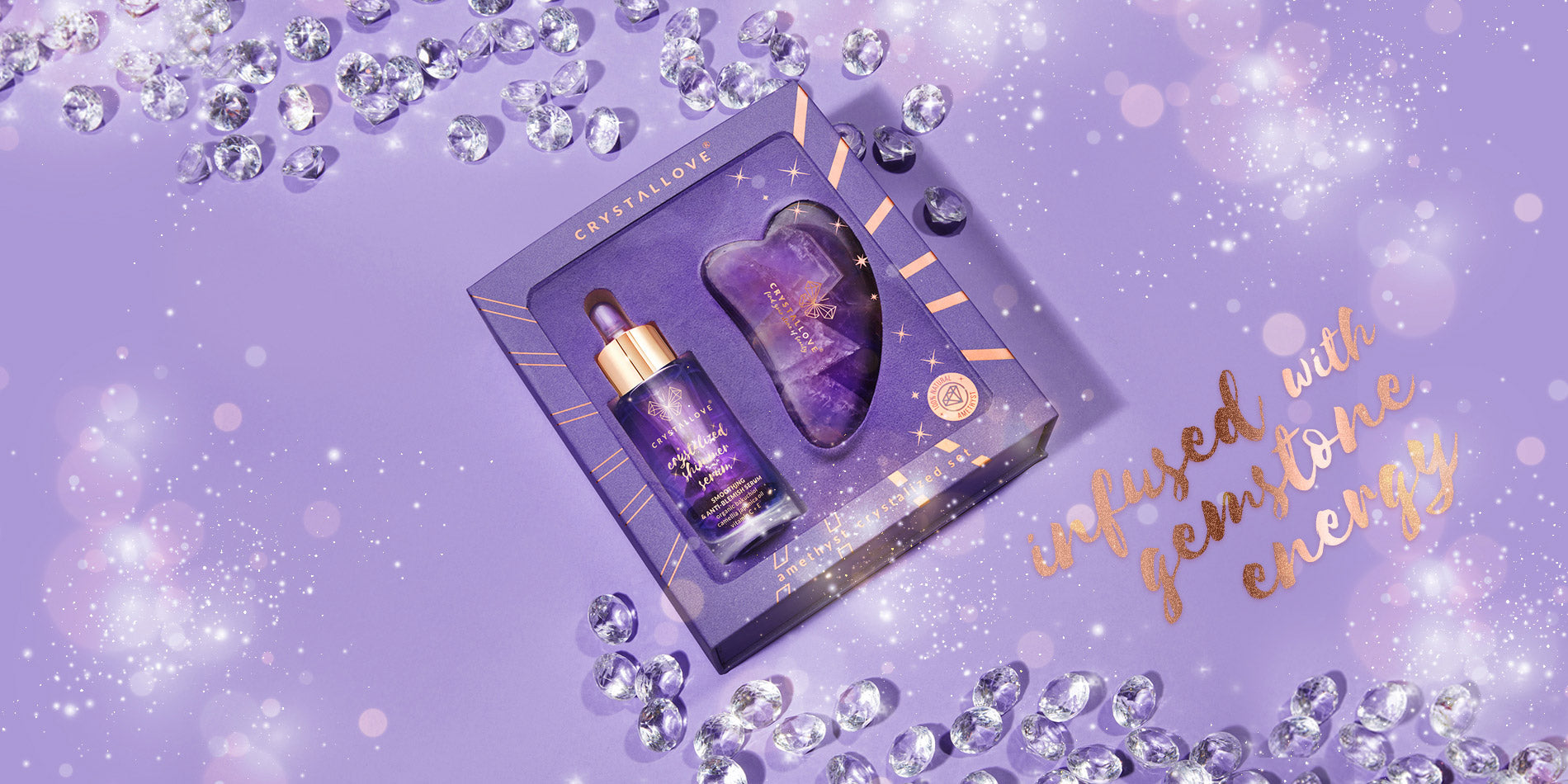 Serum do twarzy z ametystem i płytką gua sha | CRYSTALLOVE