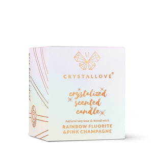 crystallove świeca sojowa z fluorytem tęczowym w pudełku