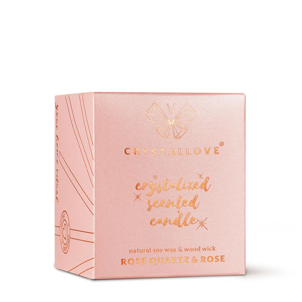 crystallove świeca sojowa z kwarcem różowym w pudełku