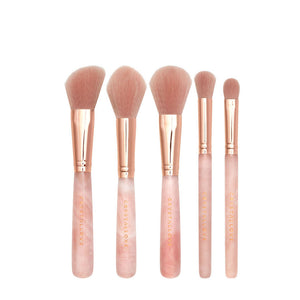 crystallove zestaw pedzli z kwarcu rozowego - rose quartz makeup brushes