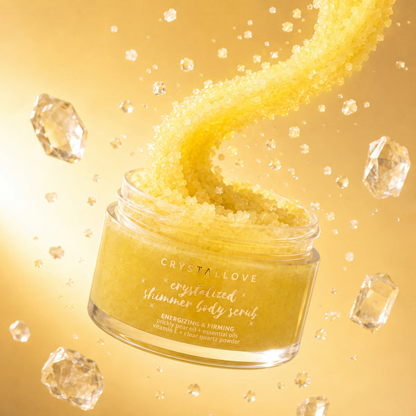 Cukrowy peeling do ciała z kryształem górskim | CRYSTALLOVE Clear Quartz Shimmer Body Scrub