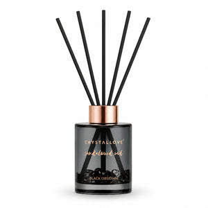 CRYSTALLOVE Sandalwood Oud & Black Obsidian Dyfuzor Zapachowy z patyczkami i czarnym obsydianem 120 ml