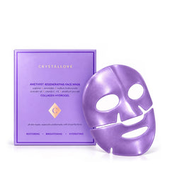 Hydrożelowa regenerująca maska do twarzy z ametystem, kolagenem i ceramidami CRYSTALLOVE – Amethyst Regenerating Face Mask