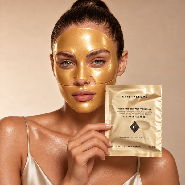 Złota maska hydrożelowa na twarz | Gold Antioxidant Face Mask CRYSTALLOVE