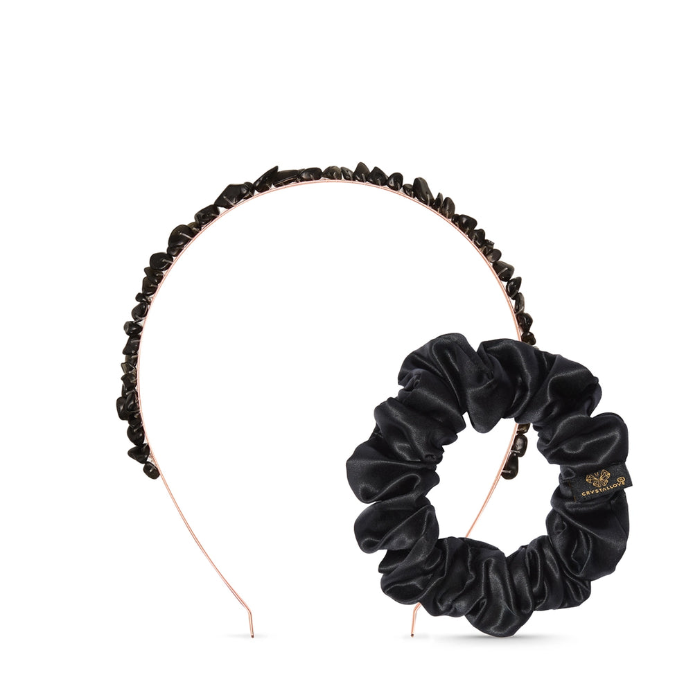 Zestaw do włosów z obsydianem i jedwabiem – Obsidian Energy Hair Set CRYSTALLOVE