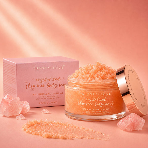 Rose Quartz Crystalized Shimmer Body Scrub - Cukrowy peeling do ciała CRYSTALLOVE