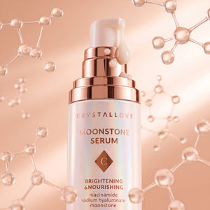 Rozjaśniająco-odżywcze serum do twarzy CRYSTALLOVE z niacynamidem, kwasem hialuronowym i kamieniem księżycowym - mleczna formuła