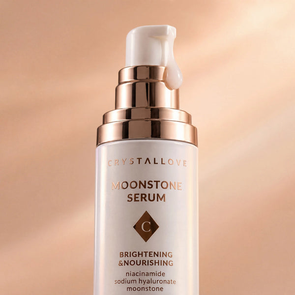 Rozjaśniająco-odżywcze serum do twarzy CRYSTALLOVE z niacynamidem, kwasem hialuronowym i kamieniem księżycowym