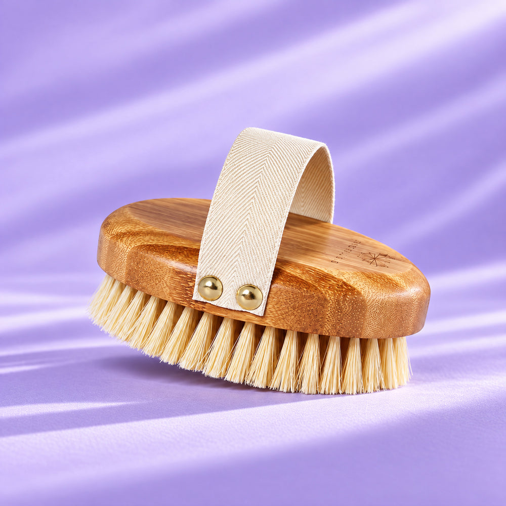 Peeling cukrowy do ciała z ametystem i lawendą oraz szczotka do masażu ciała na sucho | CRYSTALLOVE