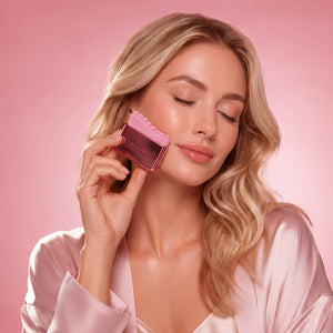 Różowa szczotka do masażu twarzy i drenażu limfatycznego V-shape Contour Face Brush CRYSTALLOVE