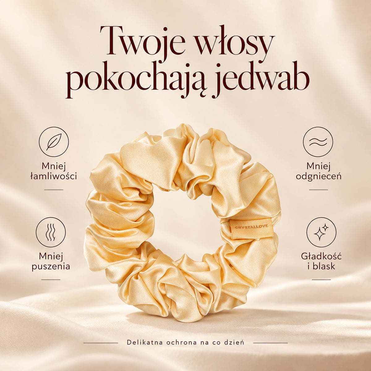 Dlaczego warto stosować jedwabne gumki do włosów | CRYSTALLOVE silk scrunchie yellow