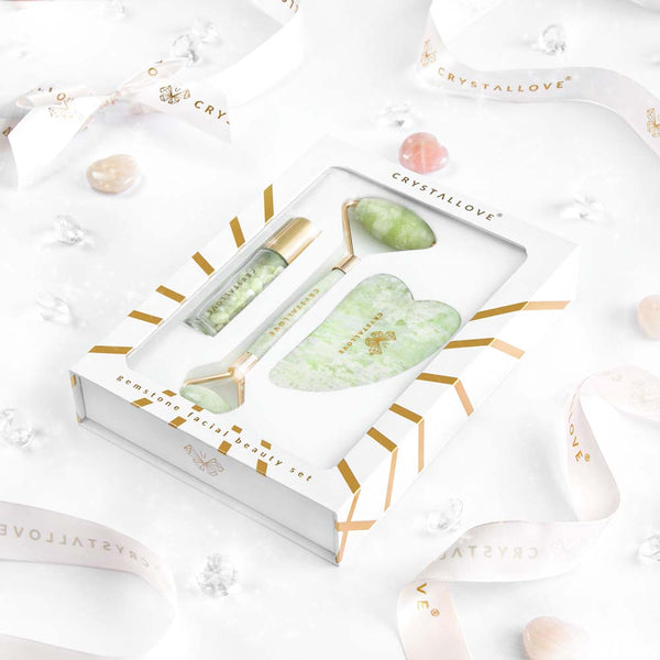 zestaw do masazu twarzy z jadeitu - CRYSTALLOVE Jade Beauty Set