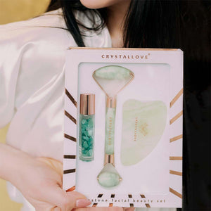 zestaw do masażu twarzy z jadeitu CRYSTALLOVE Jade Beauty Set