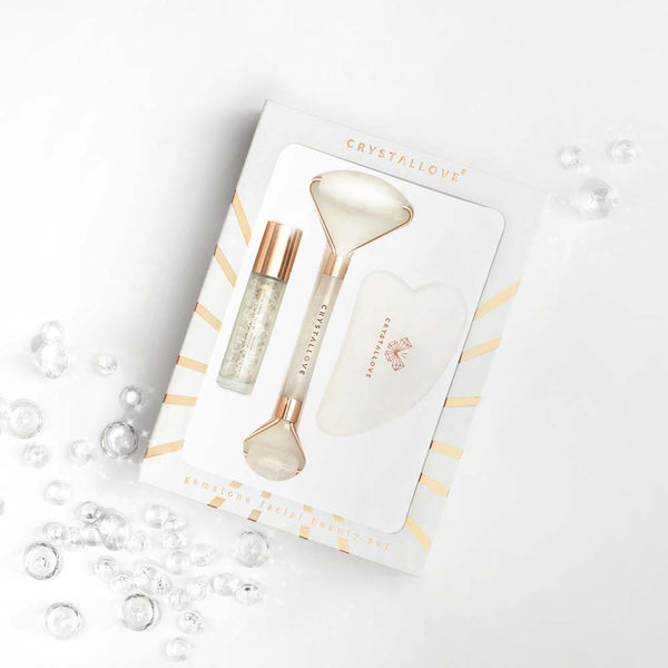 zestaw do masazu twarzy z krysztalu gorskiego CRYSTALLOVE Clear Quartz Beauty Set