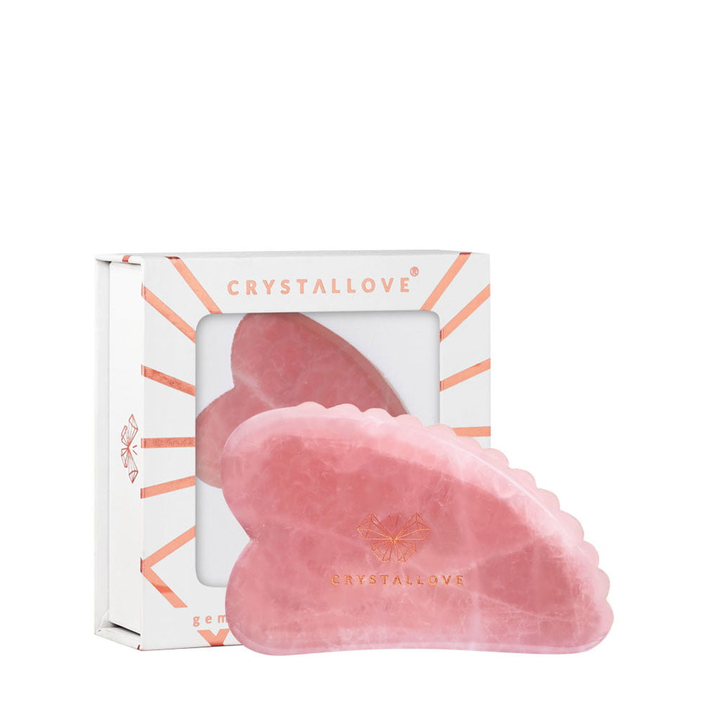 crystallove plytka 3d do masazu twarzy gua sha z kwarcu rozowego - masazer z kwarcu rozowego