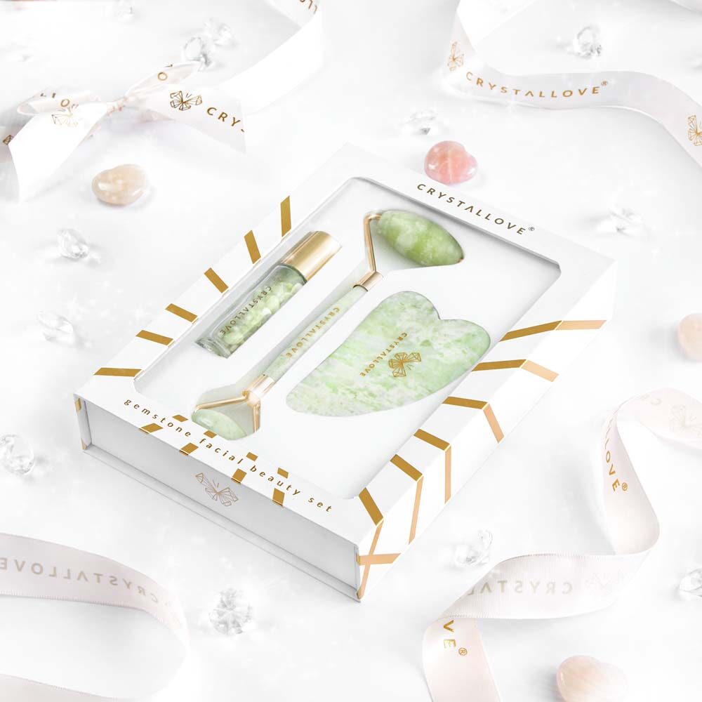 zestaw do masazu twarzy z jadeitu - CRYSTALLOVE Jade Beauty Set