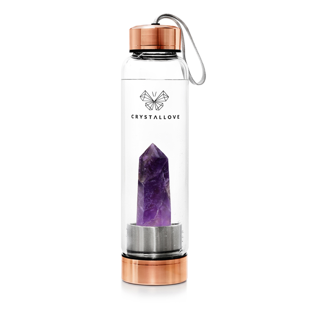 crystallove szklana butelka na wodę z ametystem