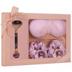 crystallove amethyst home SPA set - roller z ametystu + opaska z jedwabiu + 4 gumki z jedwabiu