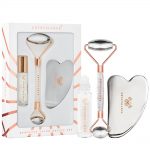 crystallove cryo ice beauty set - roller i gua sha stal nierdzewna