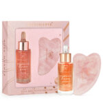 crystallove rose quartz crystalized set - serum do twarzy z kwarcem różowym i płytka do masażu gua sha