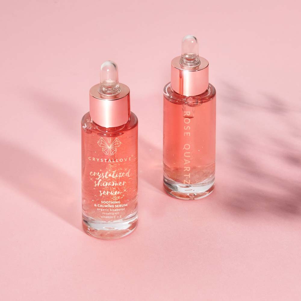 crystallove rose quartz shimmer serum - serum do twarzy, szyi i dekoltu z kryształami